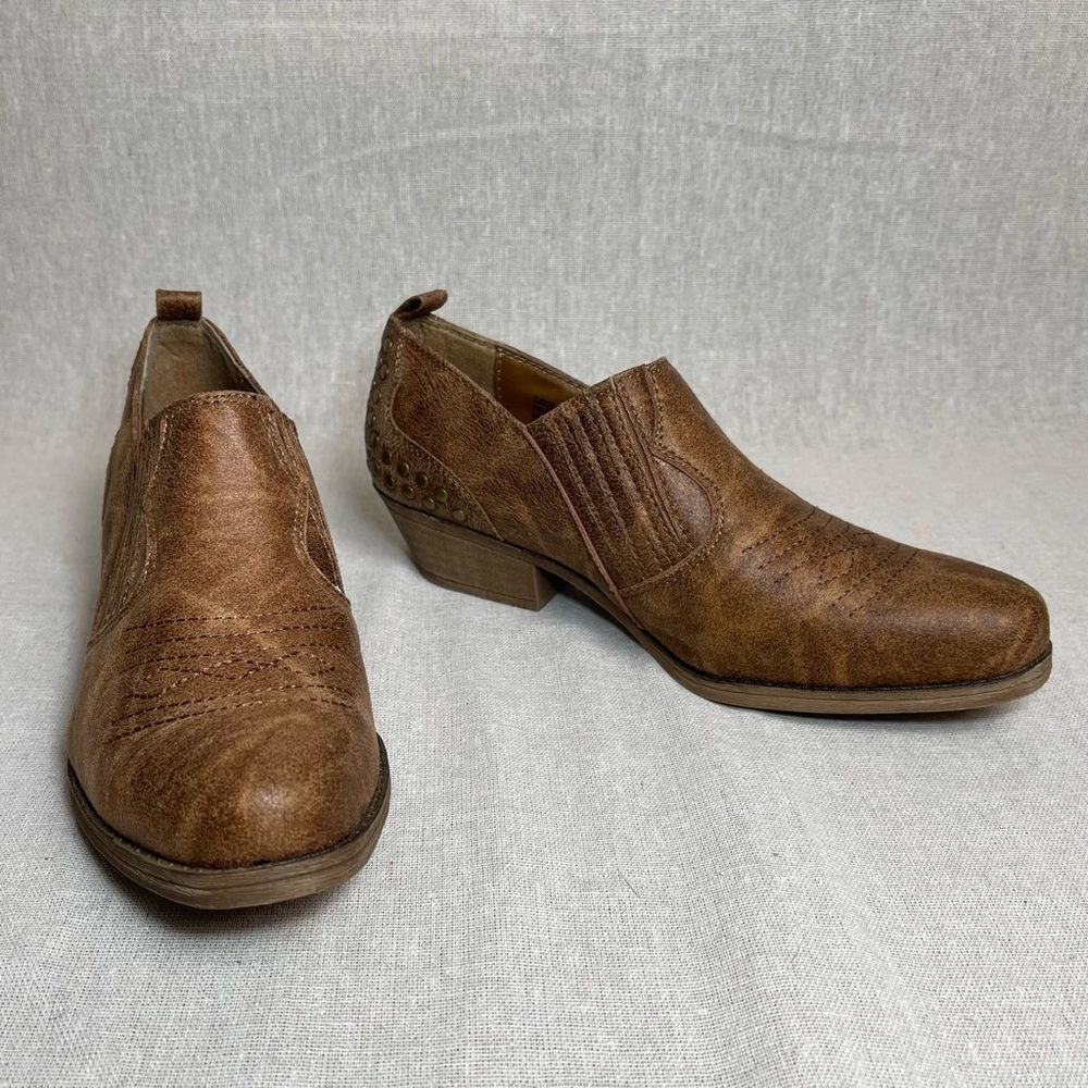 Sugar | Brown Western Style Studded Booties | Size 8